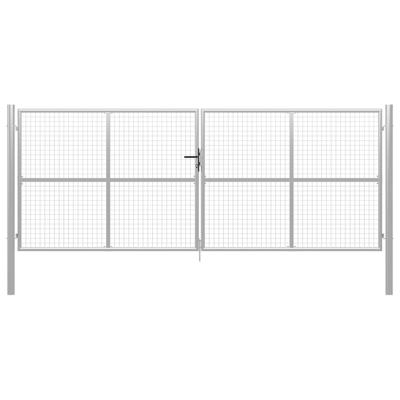 Poort 415x200 cm gegalvaniseerd staal zilverkleurig