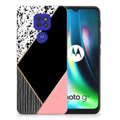 Motorola Moto G9 Play | E7 Plus | TPU Hoesje | Zwart Roze Vormen