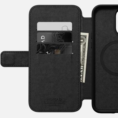 Nomad Modern Horween lederen folio iPhone 14 Pro Max - Black