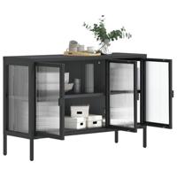 Dressoir 105x35x70 cm glas en staal zwart - thumbnail