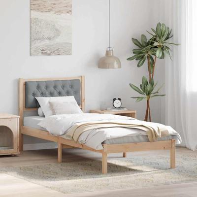 Bedframe met hoofdeinde Lichtgrijs 75 x 190 cm Stof Bedframe met hoofdeinde Lichtgrijs 75 x 190 cm Stof