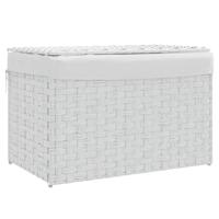 VidaXL Wasmand met deksel 55,5x35x34 cm poly rattan wit - thumbnail