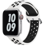 Siliconen sportband met gesp - Wit + Zwart - Geschikt voor Apple Watch 38mm / 40mm / 41mm / 42mm - thumbnail