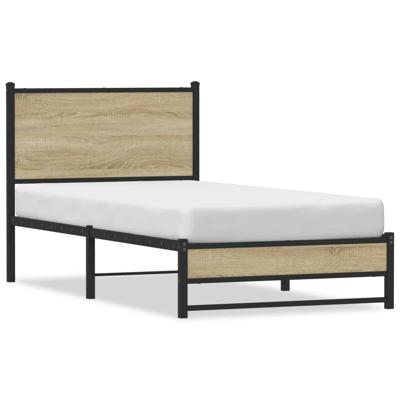 Bedframe zonder matras metaal sonoma eikenkleurig 75x190 cm
