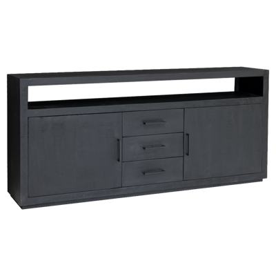 Livingfurn Dressoir 'Jaxx' Mangohout, 180cm, kleur Zwart Livingfurn Dressoir 'Jaxx' Mangohout, 180cm, kleur Zwart