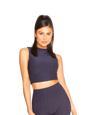 LA Sisters Honeycomb Crop Top Blauw - Maat XS - Kleur: Blauw | Soccerfanshop
