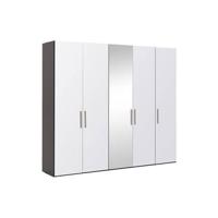 Goossens Kledingkast Easy Storage Ddk, Kledingkast 253 cm breed, 220 cm hoog, 4x glas draaideur en 1x spiegel draaideur midden - thumbnail