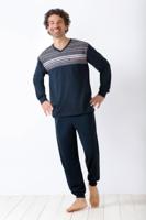 Blauwe heren pyjama Hajo strepen - thumbnail