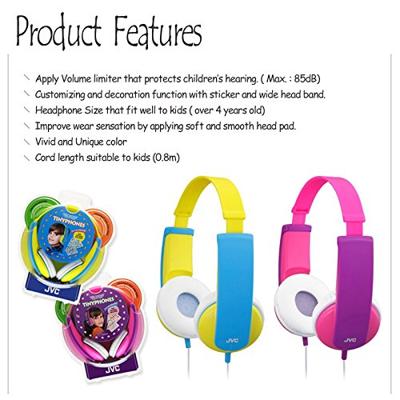 JVC HA-KD5-P-E On Ear koptelefoon Kabel Pink, Lila Volumebegrenzing, Lichtgewicht Kinderen
