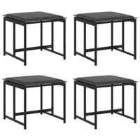 Tuinkrukken 4 st met kussens staal en textileen zwart - thumbnail