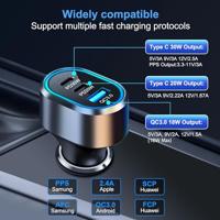 Caliber Autolader - Sigarettenaansteker Splitter - 2x USB & 1x USB-C - 50 Watt - Snellader (PS25) - thumbnail