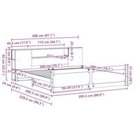 Bed met boekenkast zonder matras grenenhout wit 200x200 cm - thumbnail