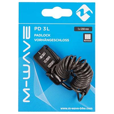 M-Wave spiraalkabel met cijferslot 3x1200mm zwart