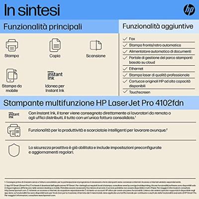 HP LaserJet Pro MFP 4102 fdn Multifunctionele printer Laser, kleur Zwart/wit A4 Printen, scannen, kopiëren, faxen Bluetooth, Duplex, LAN, WiFi, USB