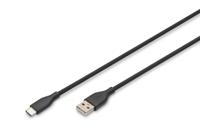Digitus AK-300340-005-S USB-kabel USB 2.0 USB-A stekker, USB-C stekker 0.50 m Zwart Flexibel, Zeer flexibel, Met USB, Silicone, Uitstekende - thumbnail