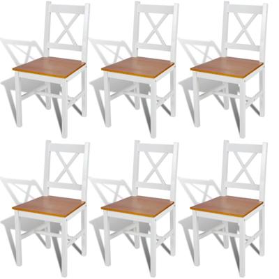Eetkamerstoelen 6 st grenenhout wit