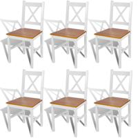 Eetkamerstoelen 6 st grenenhout wit - thumbnail