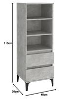 Hoge kast 40x36x110 cm bewerkt hout betongrijs - thumbnail