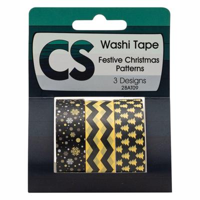 Colorations - washi tape feestelijke kerstpatronen 3 rollen, 5mtr.
