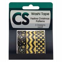 Colorations - washi tape feestelijke kerstpatronen 3 rollen, 5mtr. - thumbnail