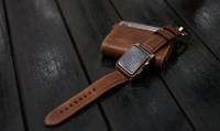 Nomad traditional leather strap Apple Watch 42mm / 44mm / 45mm / 49mm bruin / zilver - thumbnail