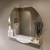 MONDIAZ SPOT spiegel rond 80cm met Spiegelplanchet kleur Linen. - thumbnail