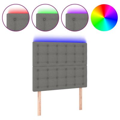Hoofdbord LED 144x5x118/128 cm stof donkergrijs - thumbnail