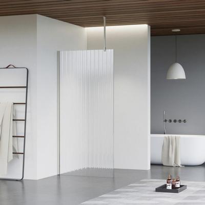 Fortifura Galeria inloopdouche - 60x200cm - ribbelglas - plafondarm - Geborsteld RVS PVD (RVS) SW797950/SW797908/SW804544