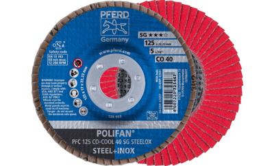 PFERD TOOLS 67760425 PFC 125 CO-COOL 40 SG STEELOX Lamellenschijf Diameter 125 mm Boordiameter 22.23 mm Aluminium legering, Legering op nikkelbasis, PFERD TOOLS 67760425 PFC 125 CO-COOL 40 SG STEELOX Lamellenschijf Diameter 125 mm Boordiameter 22.23 mm Aluminium legering, Legering op nikkelbasis,