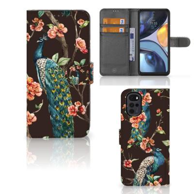 Motorola Moto G22 | Telefoonhoesje | Met pasjeshouder | Pauw met Bloemen