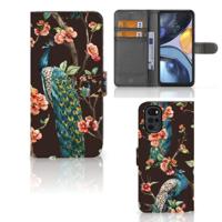 Motorola Moto G22 | Telefoonhoesje | Met pasjeshouder | Pauw met Bloemen - thumbnail