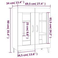 Dressoir 69,5x34x90 cm bewerkt hout betongrijs - thumbnail