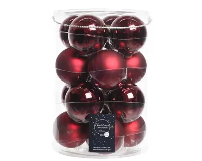 16 Kerstballen glas glans-mat 80mm ossenbloed KSD - Ksd 16 Kerstballen glas glans-mat 80mm ossenbloed KSD - Ksd