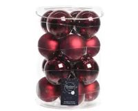 16 Kerstballen glas glans-mat 80mm ossenbloed KSD - Ksd - thumbnail