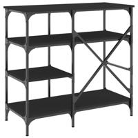 Bakkersrek 90x40x84 cm bewerkt hout en metaal zwart - thumbnail