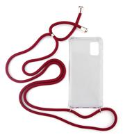 Shop4 - Samsung Galaxy A41 Hoesje - Zachte Back Case met Koord Donker Rood - thumbnail