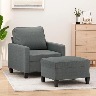 Fauteuil met voetenbank 60 cm stof donkergrijs