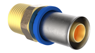 Kirchhoff Messing overgangsstuk, blank, 26 mm x 3/4"ET, persfitting voor meerlagenbuis - 988712555