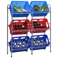 Opbergrek voor 6 kratten 96x33x116 cm steel zilverkleurig - thumbnail