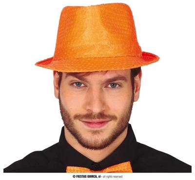 Gangsterhoed Pailletten Neon Oranje