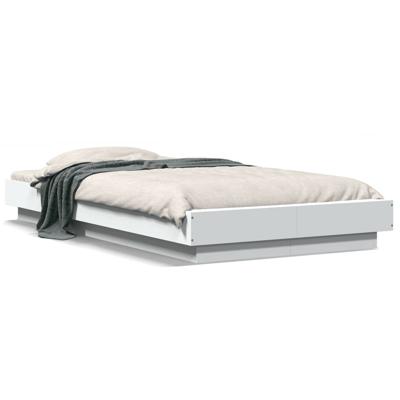 Bedframe met LED-verlichting bewerkt hout wit 200x200 cm