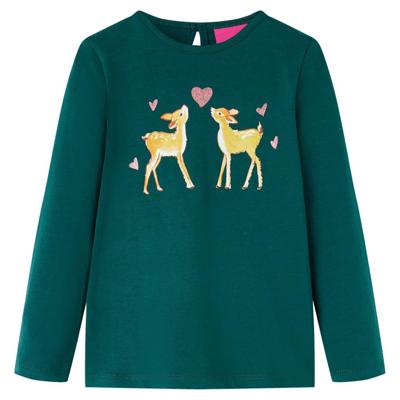 Kindershirt met lange mouwen hertenprint 116 donkergroen Kindershirt met lange mouwen hertenprint 116 donkergroen