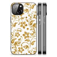 Apple iPhone 13 | iPhone 14 Bloemen Hoesje Gouden Bloemen - thumbnail