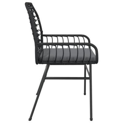 Tuinstoelen 2 st met kussens poly rattan zwart