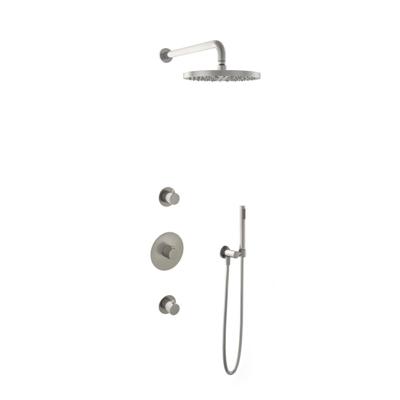 Hotbath Buddy - Inbouw Regendoucheset - 2 Stopkranen - Thermostatisch - Wandarm 35 cm - Hoofddouche 300 mm - Staafhanddouche - Waterbesparend - V02