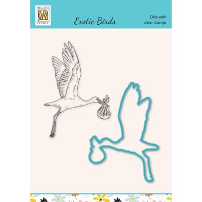 Nellie's Choice • cutting die & clear stamp exotic birds ooievaar