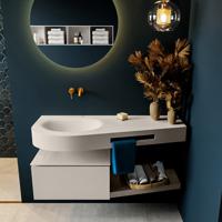 MONDIAZ RIVA 120cm badmeubel onderkast / planchet kleur Linen met 1 lade. Wastafel DULCET links 0 kraangaten kleur Linen. - thumbnail