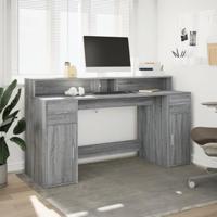 Bureau met LED-verlichting 160x55x91 cm hout grijs sonoma eiken - thumbnail