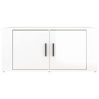 Salontafel 80x50x36 cm bewerkt hout hoogglans wit - thumbnail