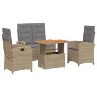 4-delige Tuinset met kussens poly rattan beige - thumbnail